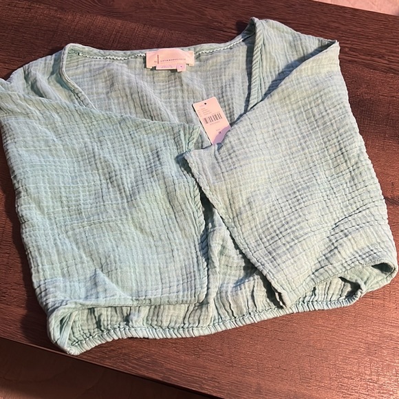 BY ANTHROPOLOGIE GAUZY TOP DARK TURQUOISE - Picture 5 of 6